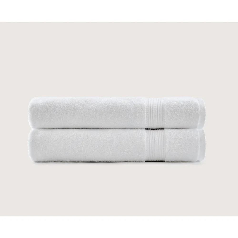 2 Pack Premium 100% Cotton Bath Towels White 600 GSM Ultrasoft 55x28in Set